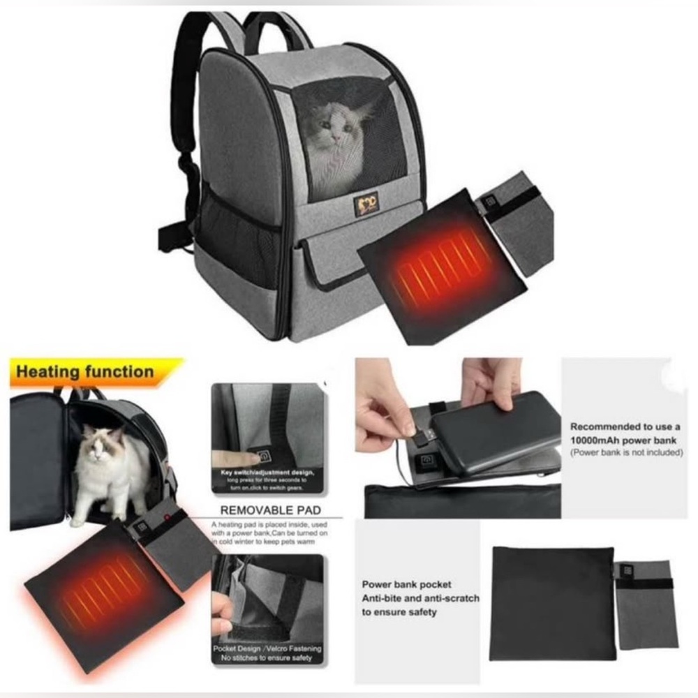 Pet Carrier, Pet Backpack Heated For cats, Dogs, & more, Dog or Cat Carrier
